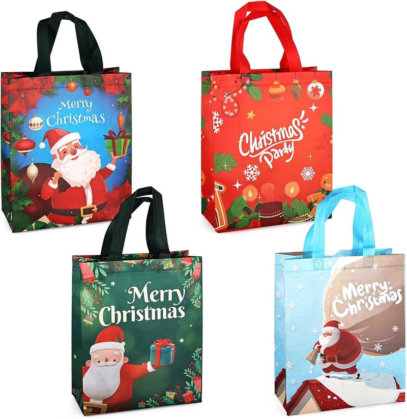 Axiski 4PCS Christmas Gift Bags, Multifunctional Treat Non woven Christmas Bags with Handles for Gifts Wrapping Shopping, Xmas Party Supplies - Image 1